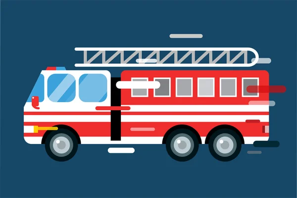 Fire truck car isolated vector cartoon silhouette — Stok Vektör