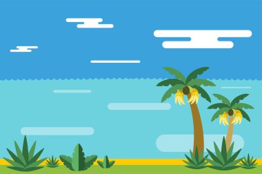Beautiful colorful summer seascape illustration