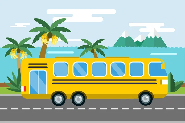 City bus cartoon style vector icon silhouette — Stok Vektör