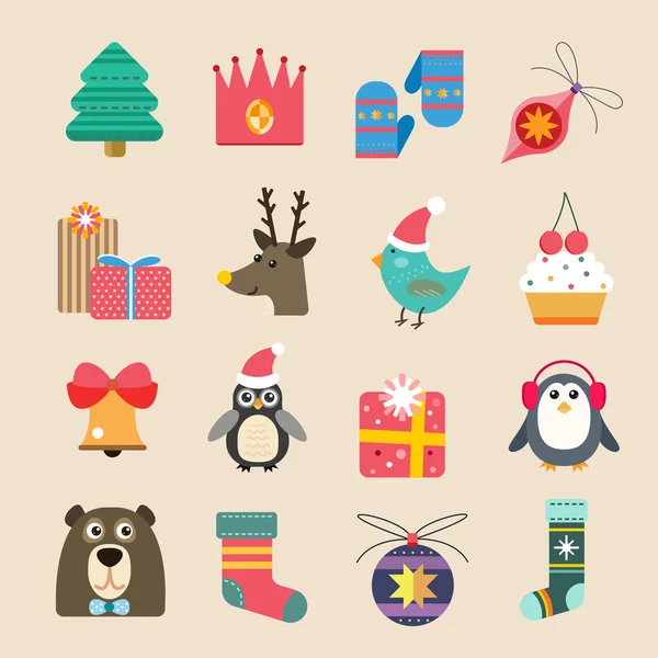 Navidad vector iconos conjunto — Vector de stock