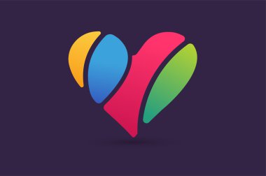 Hearts icon vector logo together