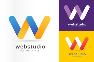 W harfi vektör logo simge şablonu