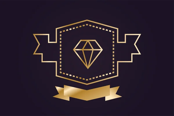 Monogram old diamond logo badge — Stock Vector