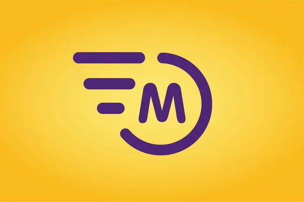 Fast line vector circle logo M rings monogram — Stok Vektör