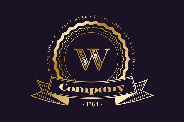 W letter vector icon logo vintage — Stok Vektör