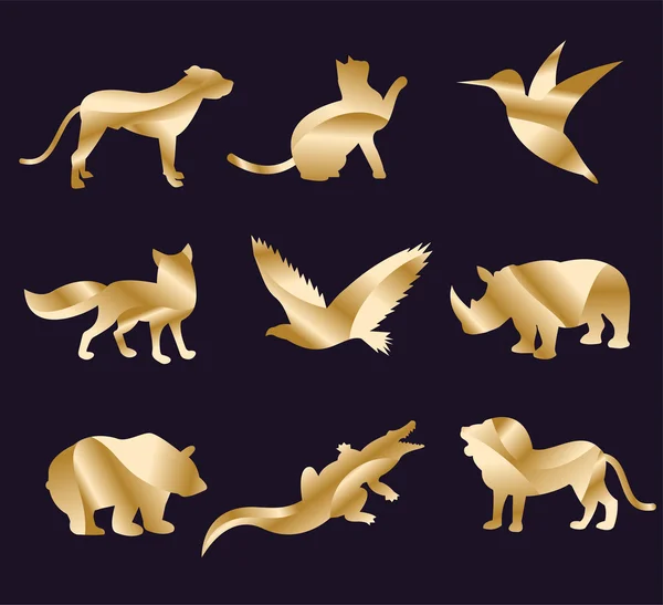 Conjunto de ícones de vetor zoológico animal — Vetor de Stock