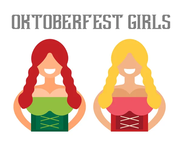 Vector illustration Oktoberfest german woman girl abstract silhouette — Stockvector