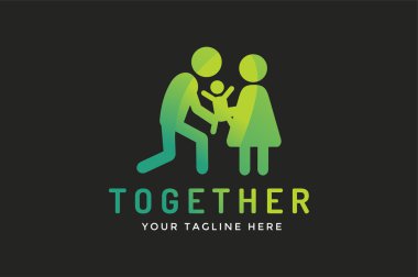 Happy family vector logo template