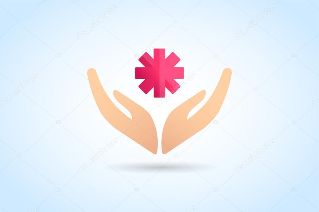 Hands care silhouette logo concept. Family mother and baby hands. Care logo, togetherrness concept logo. Union abstract hands logo. Hands closeup vector. Abstract hands logo
