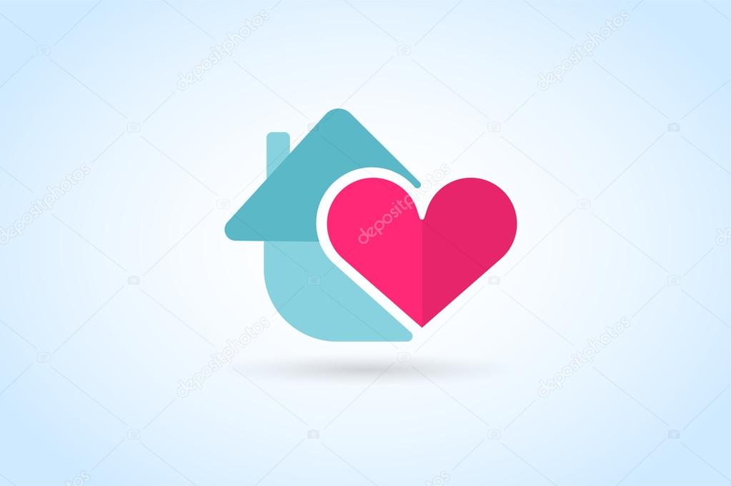 Green house home vector logo. House logo. Nature house logo. Home house heart mortgage. Heart love, banking loan house, royalty. Realty logo, mortgage. Real estate. Lawyer office. Development logo