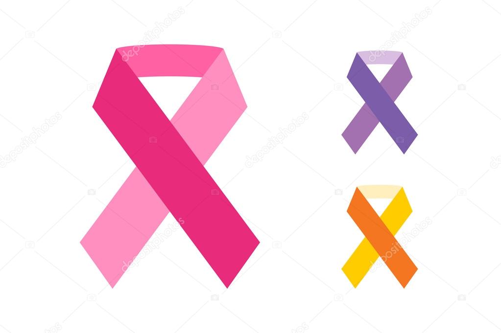 Breast cancer ribbon on white background. Vector care ribbon icon. Ribbon logo. Ribbon medical symbol, cancer logo, aid logo, care logo, help logo. Safety logo, ribbon logo, cancer icon