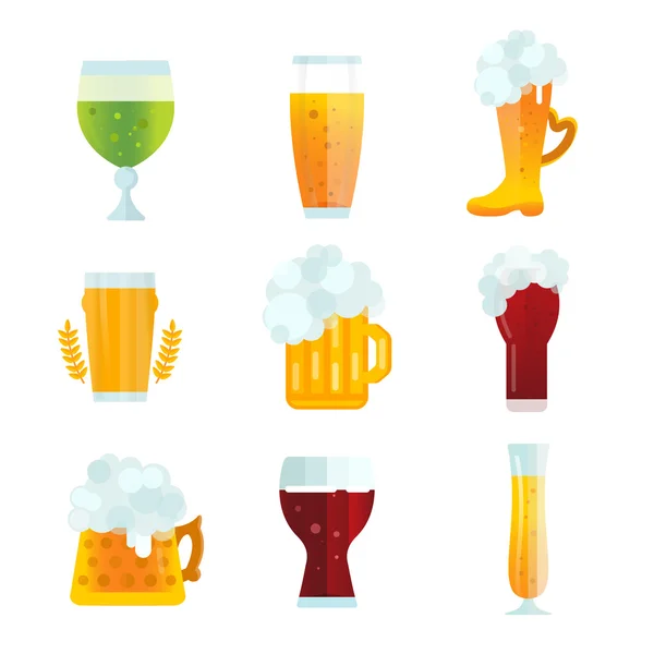 Cerveza botella signo vector iconos conjunto — Vector de stock