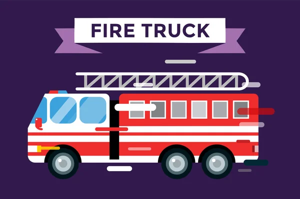 Fire truck car isolated vector cartoon silhouette — Stock Vector