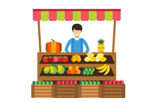 Fruit and vegetables shop stall — Stock Vector