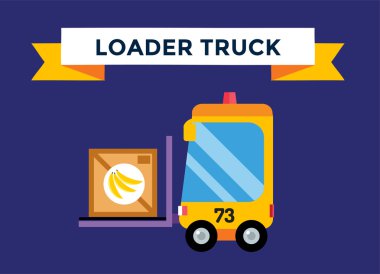 Vektör forklift yükleyici ile ahşap kutular