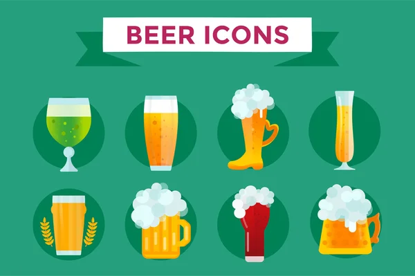 Cerveza botella signo vector iconos conjunto — Vector de stock