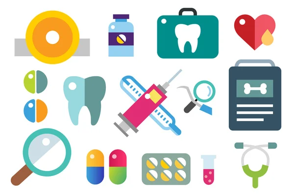 Conjunto de iconos vectoriales. Herramientas médicas para la atención de la salud — Archivo Imágenes Vectoriales