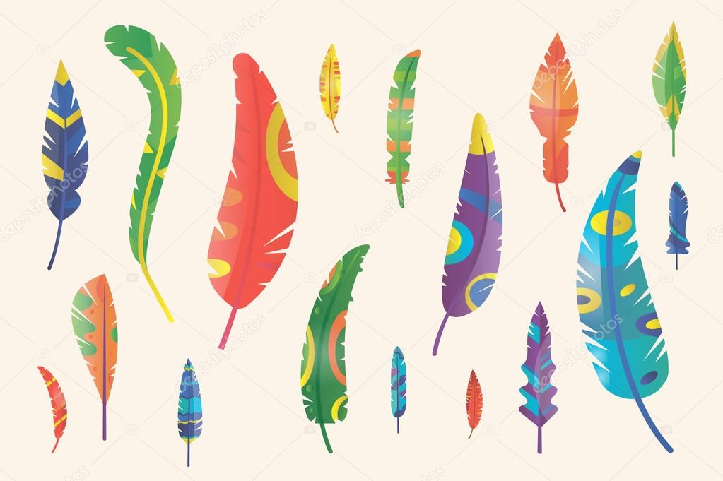 Feathers vector silhouette set