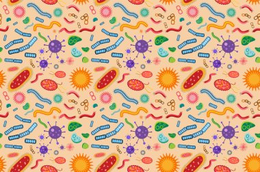 Bacteria virus vector seamless pattern