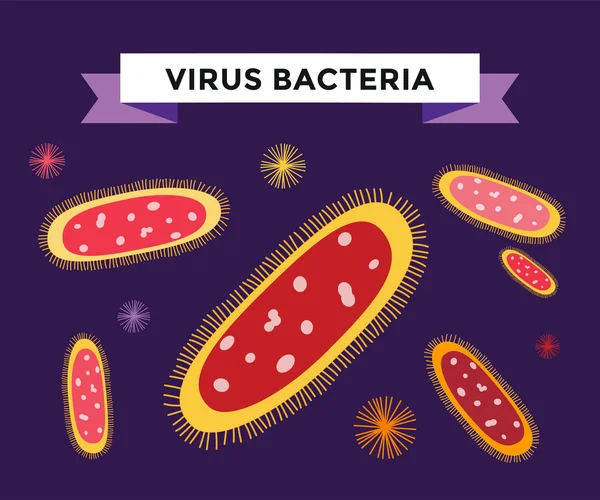 Conjunto de iconos de vectores de virus bacteriano — Archivo Imágenes Vectoriales