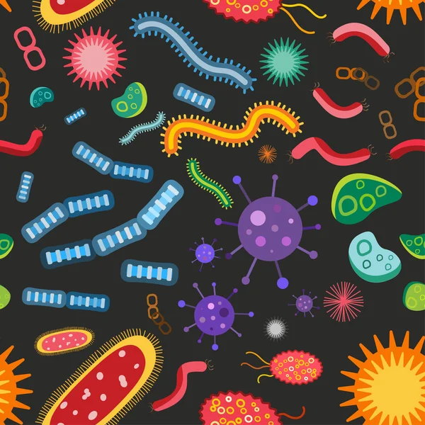 Patrón inconsútil del vector del virus bacteriano — Vector de stock