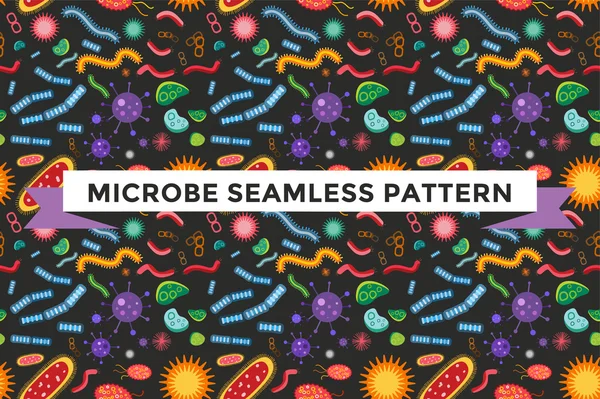 Bacteria virus vector seamless pattern — Stock Vector