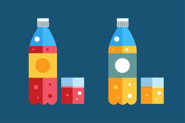 Water, soda and juice or tea bottles vector Illustration