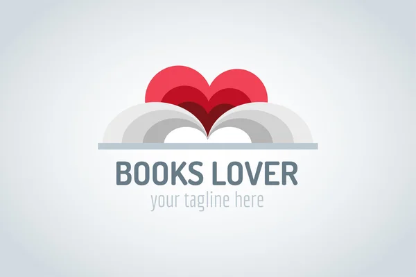 Livros coração vetor logotipo —  Vetores de Stock