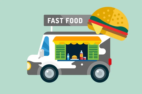 Fast food car van — Stock vektor