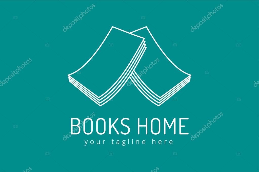 Books house vector logo. Books icons. Books home roof. Books isolated. Book logo. Books house. School books. Education books or university books symbol, book stack. Book vector, roof, library