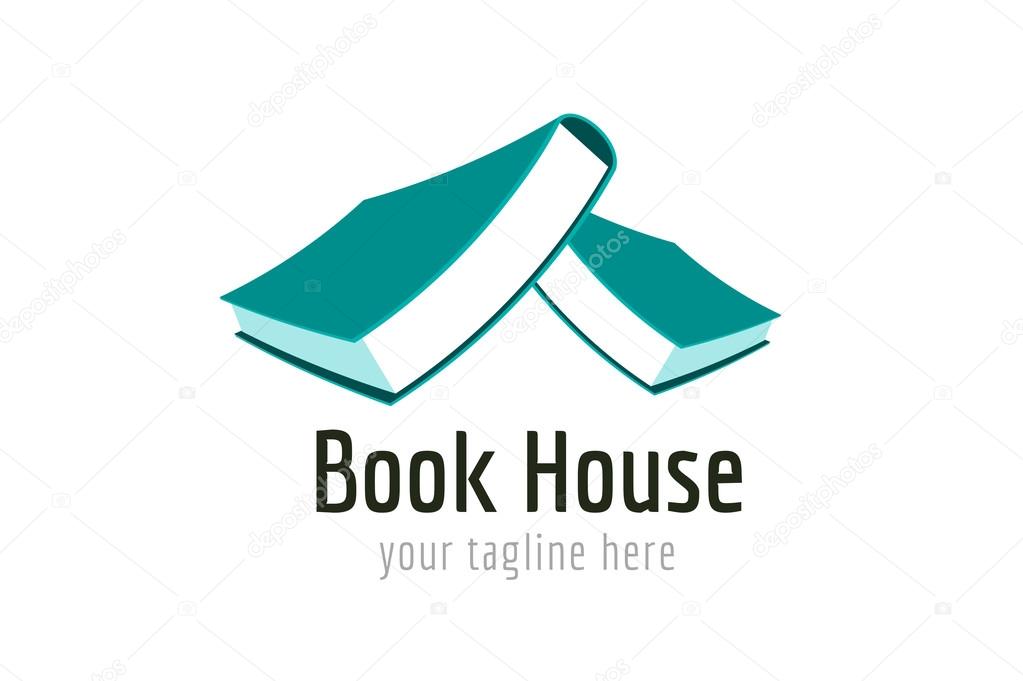 Books house vector logo. Books icons. Books home roof. Books isolated. Book logo. Books house. School books. Education books or university books symbol, book stack. Book vector, roof, library