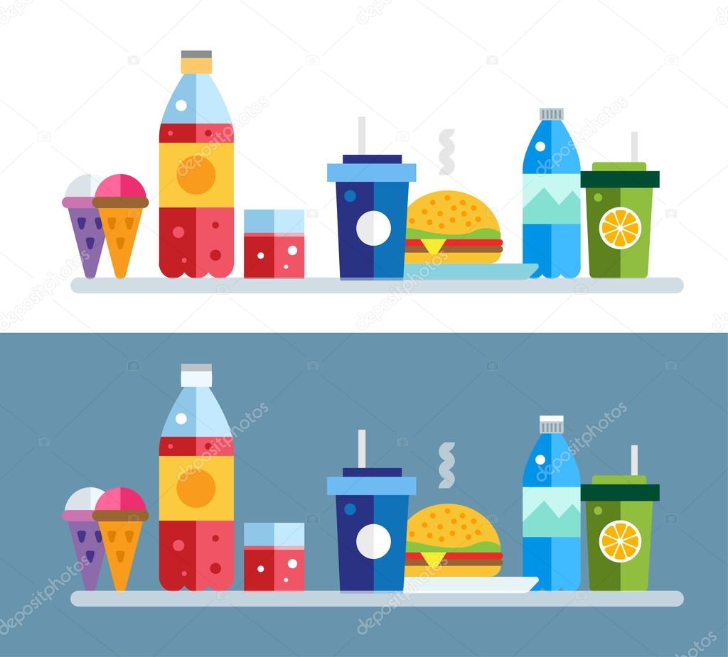Fast food vector objects set