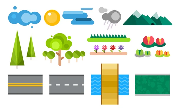Landscape constructor icons set — 图库矢量图片