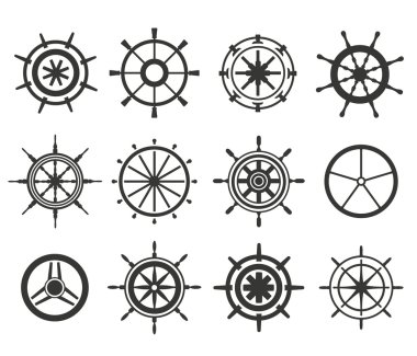 Vector rudder flat icons set