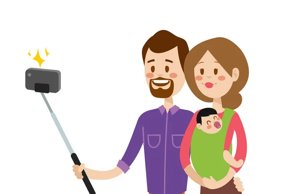 Selfie familia portreit vector ilustración — Vector de stock