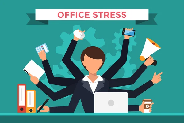 Bureau travail stress illustration vectorielle de travail — Image vectorielle