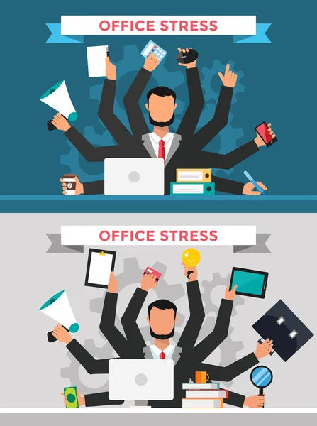 Γραφείο δουλειά άγχος εργασία εικονογράφηση φορέα — Διανυσματικό Αρχείο