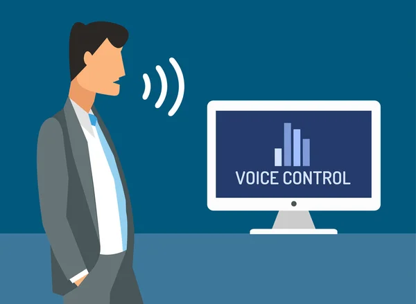 Voice control vector illustration. Smart computer — Stockvector