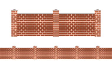 Stone bricks fence isolated on white background