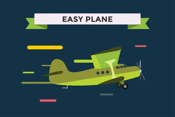 Aviación civil viaje pequeño avión de pasajeros fácil avión vector ilustración — Vector de stock