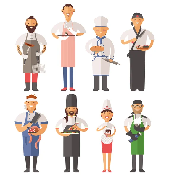 Vector cooking chefs people vector illustration — ストックベクタ