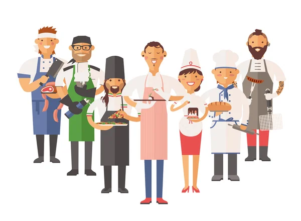 Vector cooking chefs people vector illustration — ストックベクタ