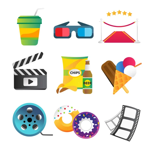 Película vector iconos conjunto — Vector de stock