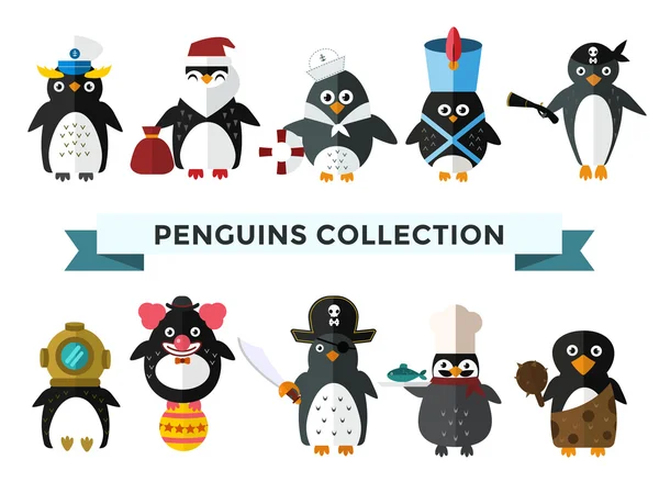 Penguin set vector illustration — Wektor stockowy