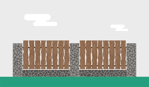 Деревянный и каменный забор изолированы на ночном фоне — стоковый вектор