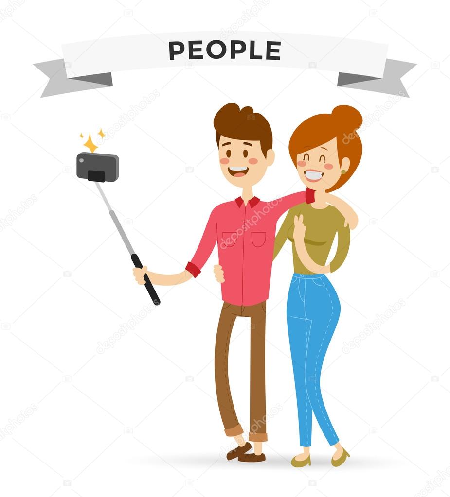 Selfie family portreit vector illustration