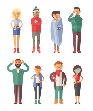 İnsanlar hasta mevsimlik virüs saldırısı