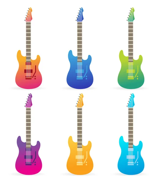 Acústica, guitarras eléctricas iconos en blanco y negro — Vector de stock