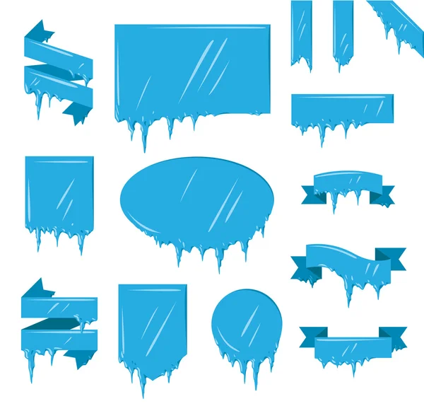 Collection of frozen icicle snow winter banners — Stock Vector