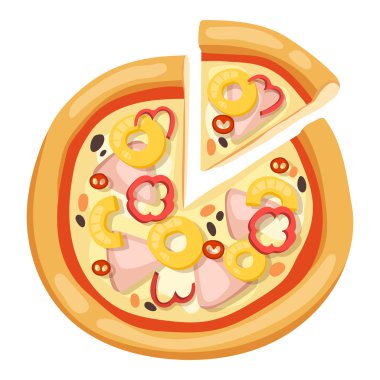 Pizza düz simgesi beyaz arka plan üzerinde izole